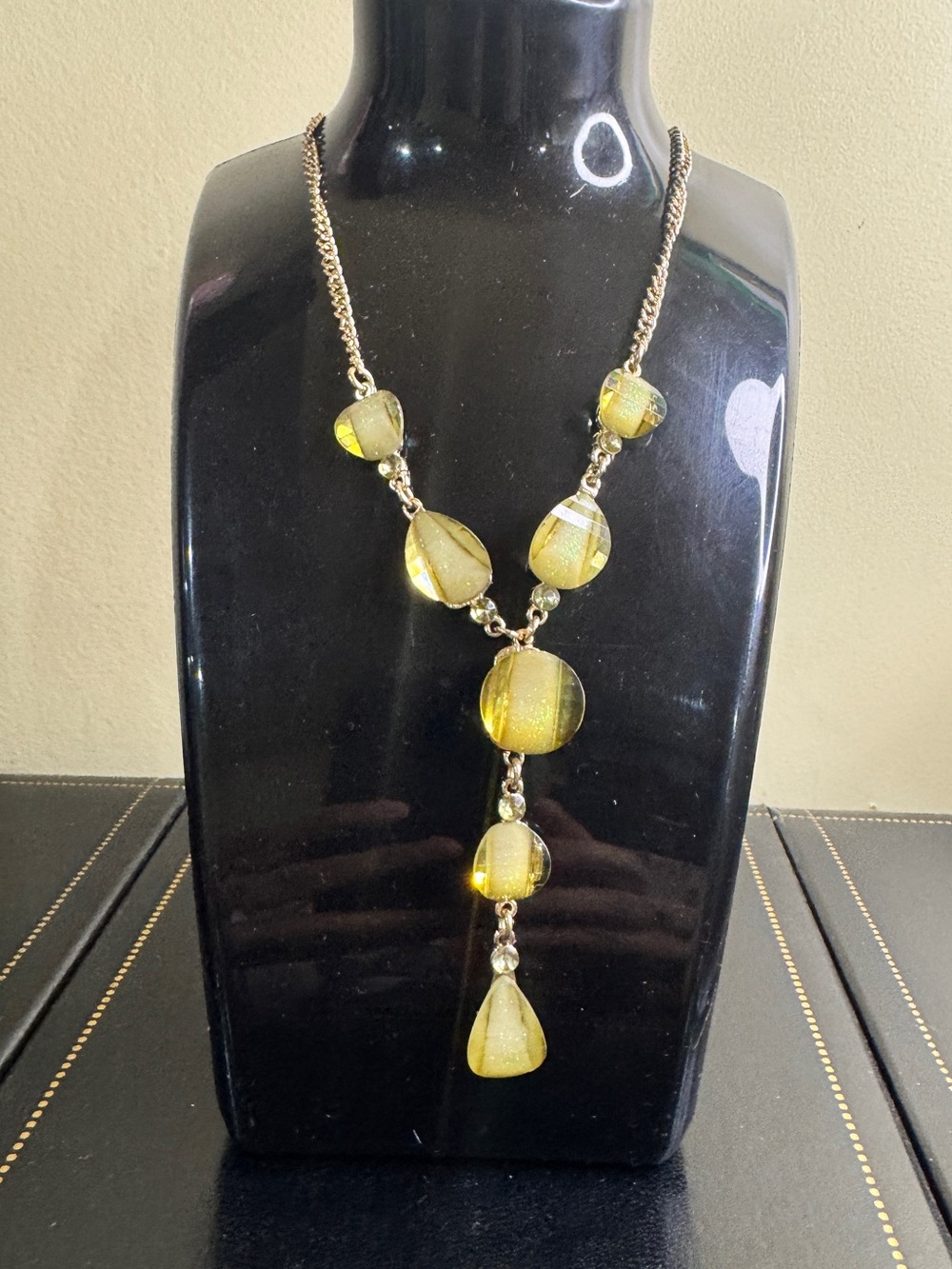 Yellow Glass Bead Pendant Necklace - Women Jewelry